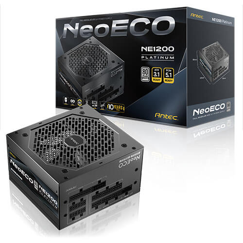 Antec Computer system NE1200P AU, 1200W, 80 PLUS Platinum, ATX 3.1, PCIe 5.1 (12V-2x6), Full Modular, Active PFC, 120mm FDB Fan, 10Y Warranty
