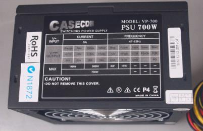 Casecom 700W ATX PSU 120mm FAN 2 ATX PSU Years Warranty