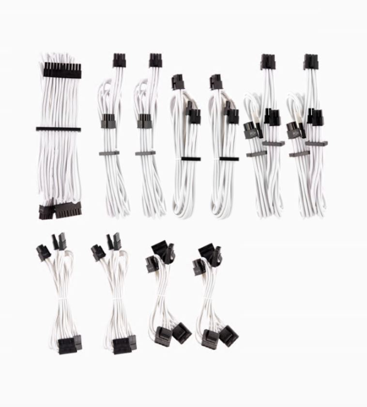 buy For Corsair PSU - WHITE Premium Individually Sleeved DC Cable Pro Kit, Type 4 (Generation 4) online from our Melbourne shop