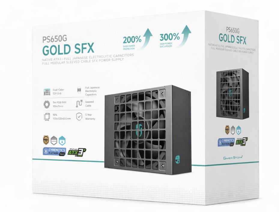 DeepCool PS650G 650W Gamer Storm SFX ,Full Japanese Electrolytic Capacitors, Cybenetics Platinum /PPLP Gold, Fluid Dynamic Bearing
