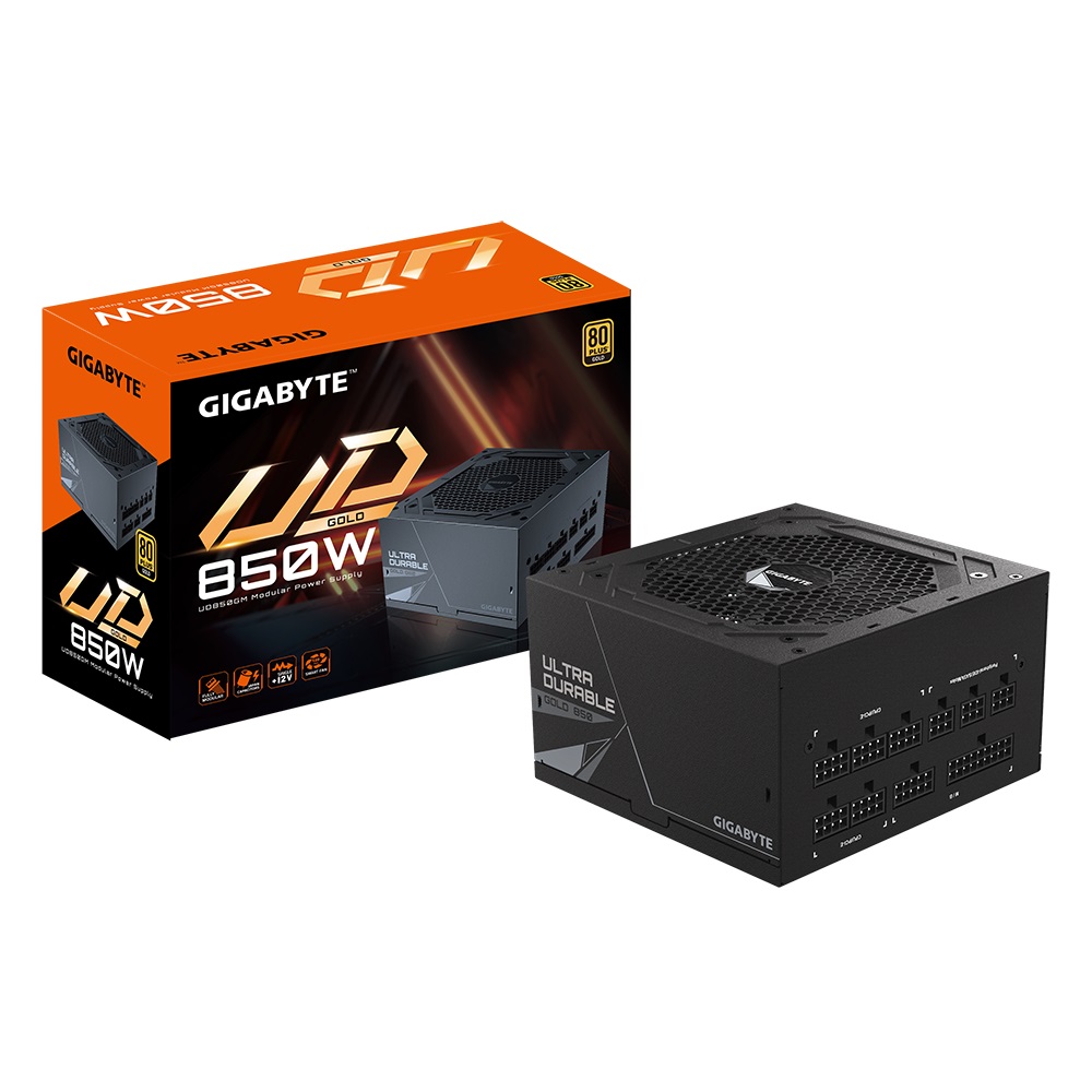 Gigabyte UD850GM 850W ATX PSU Power Supply  80+ Gold >90% 120mm Fan Black Flat Cables Single +12V Rail Japanese  >100K Hrs