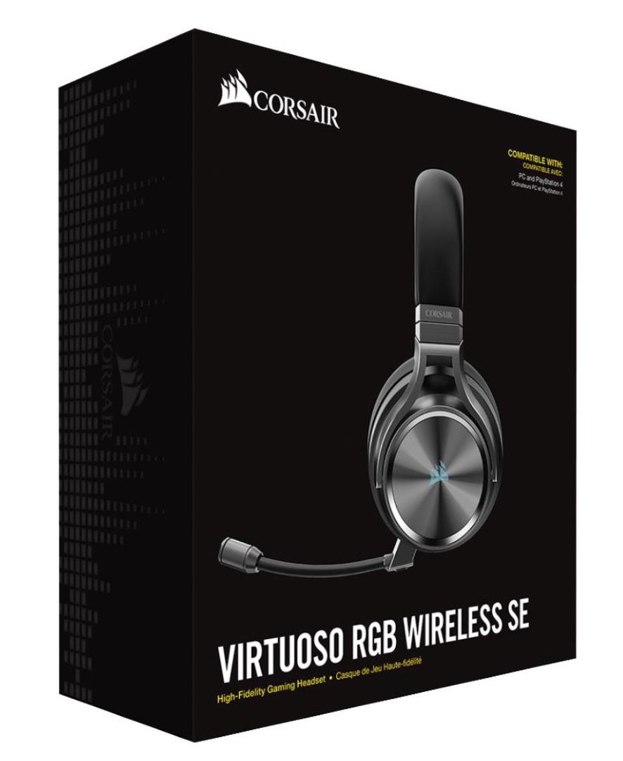 Corsair Virtuoso Wireless RGB SE Gunmetal 7.1 Headset. High Fidelity Ultra Comfort, supports USB and 3.5mm Gaming Headset