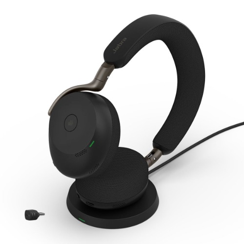 Jabra Evolve3 75, MS Stereo Black Bluetooth ANC Headset with Wireless Charging Pad, Link390C BT, USB-C SPJ-EVL3-75-MS-S-C-ST