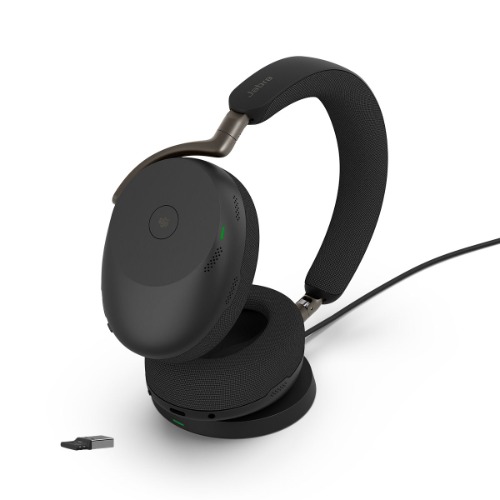 Jabra Evolve3 85, MS Stereo Black Bluetooth ANC Headset with Wireless Charging Pad, Link390A BT, USB-A SPJ-EVL3-85-MS-S-A-ST