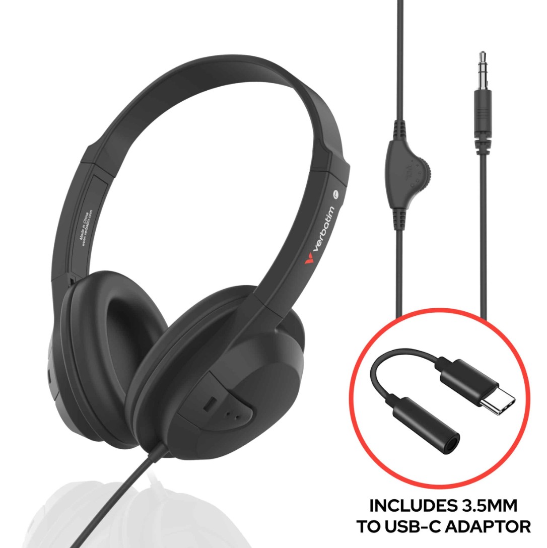 Verbatim 67064 Business Phone PureSound Headphones with Volume Control
