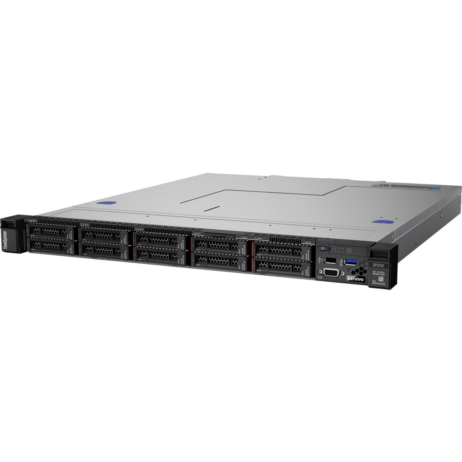 LENOVO ThinkSystem SR250 1U Rack Server, 1xIntel Xeon E-2144G 3.6GHz, 1 x16GB 2Rx8, SW RD, 8 x 2.5' HS Bays, 1x450W PSU, 3 Year Warranty