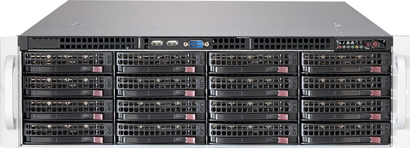 Supermicro 3RU Rackmount Server Chassis,  16 x 3.5' Hotswap HDD, SAS3 Backplane with Expander, 1000W Redundant Titanium PSU