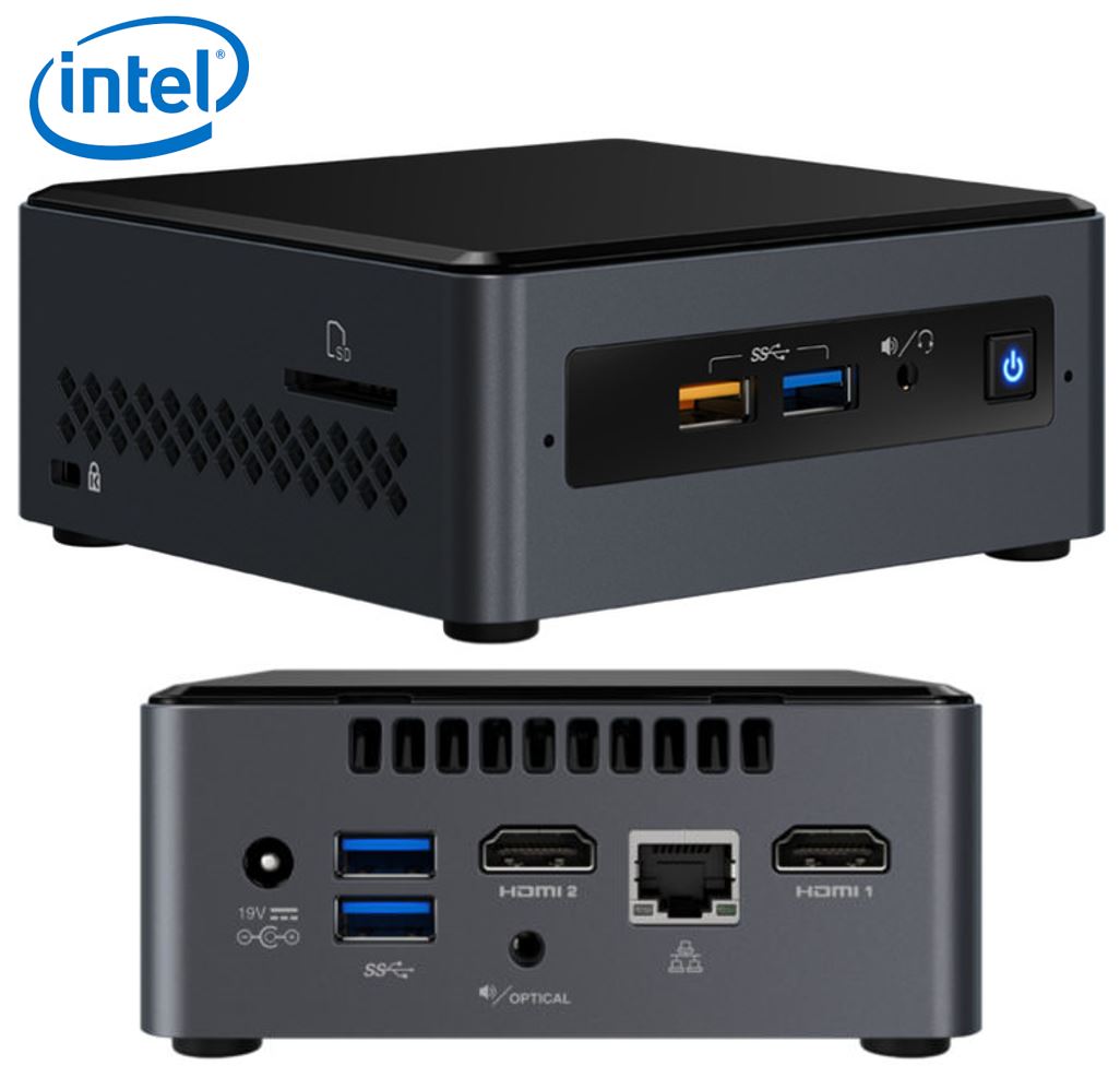 Intel NUC mini PC J4005 2.7GHz 2xDDR4 SODIMM 2.5' HDD 2xHDMI 2xDisplays GbE LAN WiFi BT 4xUSB3.0 2xUSB2.0 for Digital Signage POS no power cord