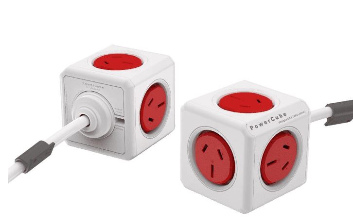 ALLOCACOC POWERCUBE Extended 5 Outlets, 3M - Red (3979) (LS)