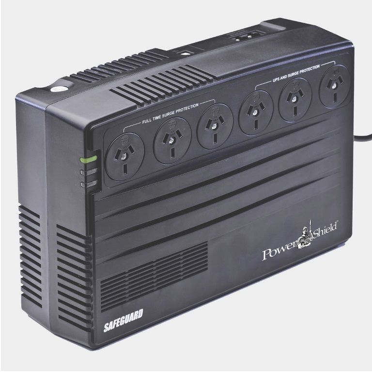 PowerShield SafeGuard 750VA/450W Line Interactive UPS, AVR, surge protection, 6 AUS sockets, wall mountable, 2-year warranty