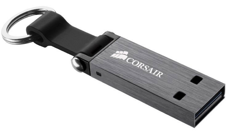 Corsair Flash Voyager Mini 32GB USB 3.0 Flash Drive Compact Durable Brushed Aluminum Housing with Rubber Strap Metal Loop Key Ring ~CMFVV3-32GB