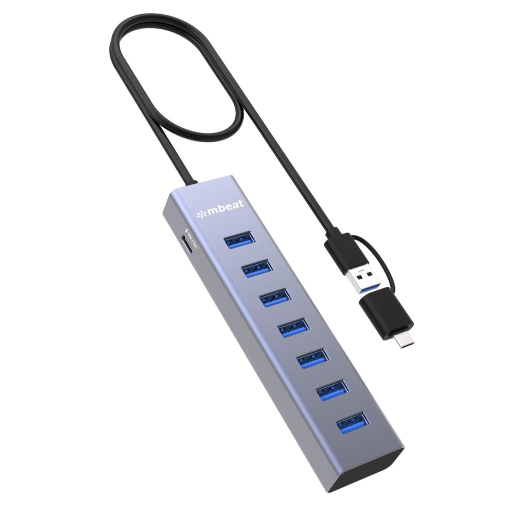 MB-HUB788 Network hardware mbeat® 7-Port USB Hub with Dual USB-A & USB-C Connector 7 High-Speed USB 3.2 Gen 1 Ports