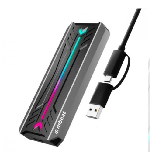 MB-XCS-CM05RGB Computer system mbeat® USB-C/A 10Gbps RGB M.2 NVMe & SATA SSD Enclosure