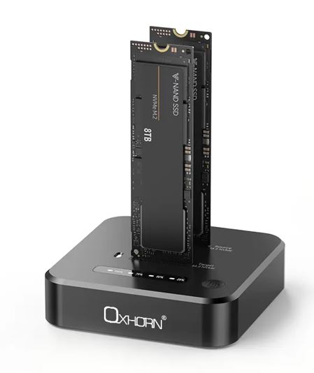 Just You PC UM-D322 Computer system Oxhorn Dual Bay M.2 SSD Docking Station USB 3.2 Gen 2x2 M.2 NVMe SSD 16TB 10Gbp Supports Macs Windows Android Linux 2230/2242/2260/2280/22110