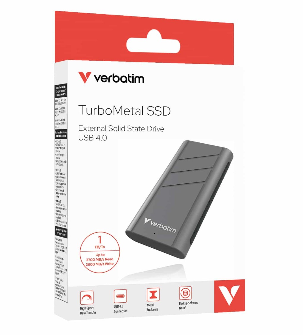 Verbatim Control module TurboMetal SSD USB 4.0 1TB , High Speed Data transfer – up to 3700 MB/s read and 3600 MB/s write (LS) 32021