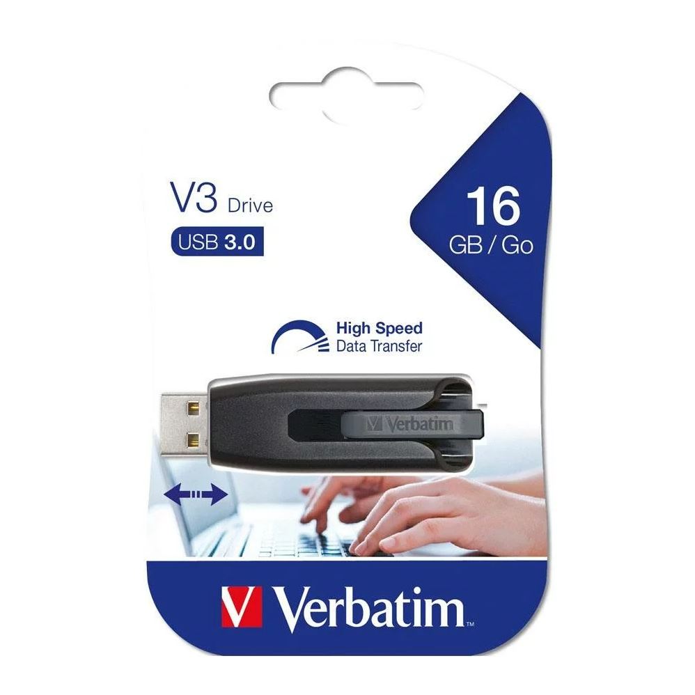 Verbatim 16GB V3 USB3.0 Grey Store'n'Go V3; Rectractable
