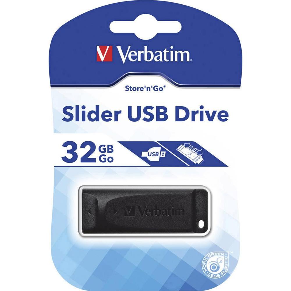 Verbatim USB2.0 Store 'n' Go Slider USB Drive 32GB Black(LS)