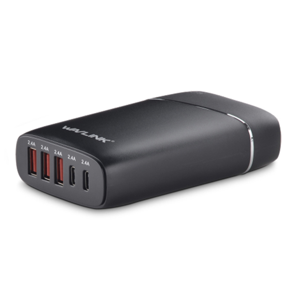 Wavlink USB3.0 with Dual Type-C 5 ports 45W Rugged Smart USB Charger  (LS)
