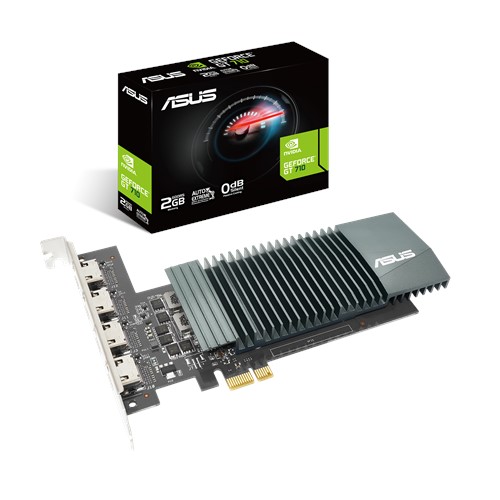 ASUS nVidia GT 710-4H-SL-2GD5 PCI Express Graphic Card, GDDR5 2GB, Fanless, 4xHDMI,  954 Boost, Non-RGB