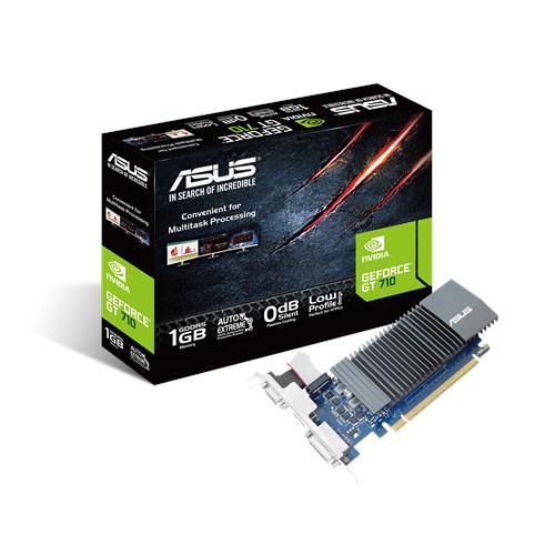 ASUS nVidia GT 710-SL-1GD5-BRK PCI Express Graphic Card, Fanless, 1xHDMI/1xDVI-D, 954 Boost, Non-RGB