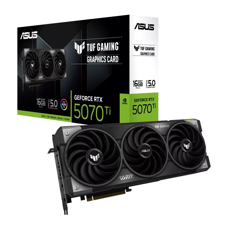 ASUS nVidia GeForce TUF RTX™ 5070 Ti 16 GB Gaming, GDDR7, 256-bit, PCIe 5.0, 2482MHz, 8960 CUDA, 3.125-Slot