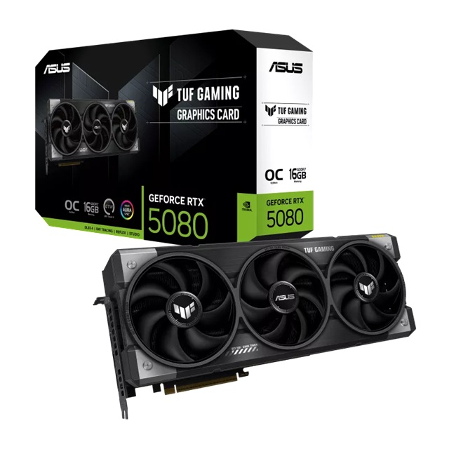 ASUS TUF-RTX5080-O16G-GAMING Commercial display nVidia GeForce TUF Gaming RTX™ 5080 16GB GDDR7 OC Edition,10752CUDA, 2730MHz,16GBGDDR7, 30Gbps, 256bit, PCIe5.0, 7680x4320, HDMI2.1b, DP2.1b
