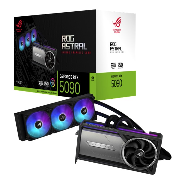 ASUS ROG-ASTRAL-LC-RTX5090-32G-GAMING Commercial display ROG Astral LC GeForce RTX™ 5090 32GB GDDR7, PCIe 5.0, 360mm AIO, 21760 CUDA, HDMI 2.1b, DP 2.1b, ARGB
