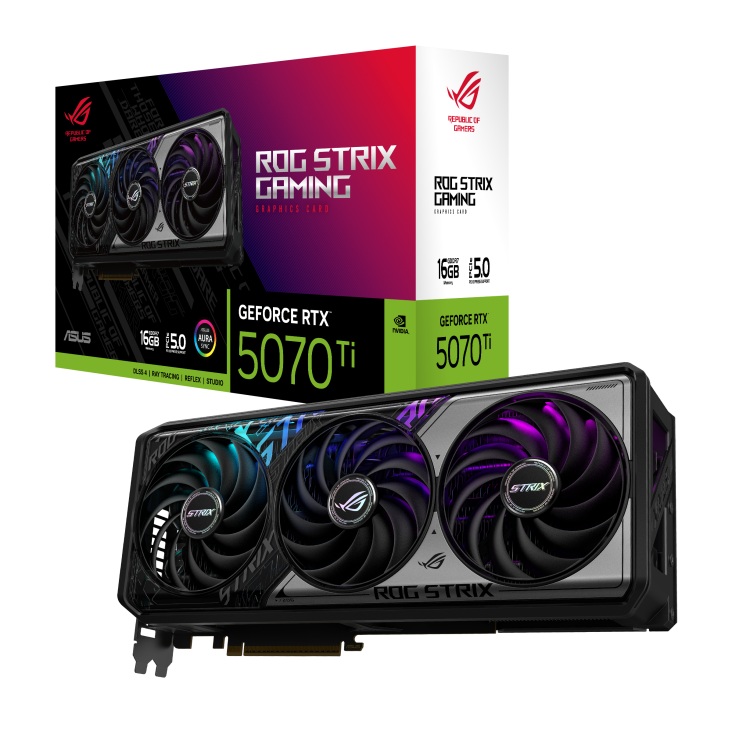 ASUS Commercial display nVidia GeForce ROG STRIX RTX5070TI 16G GAMING, GDDR7, 8960 CUDA, 850W PSU, PCIe 5.0, 28Gbps, 256-bit, 3x DP 2.1b, 4K/8K