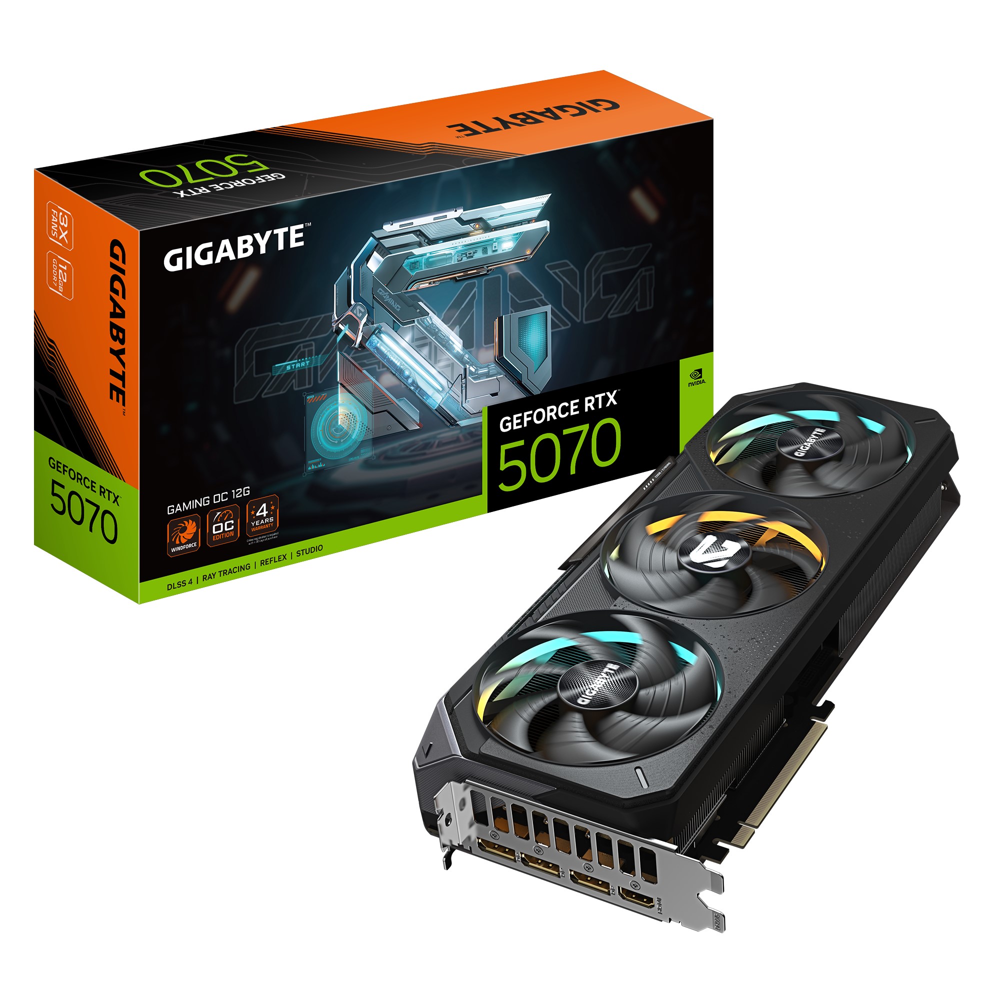 Gigabyte GeForce RTX™ 5070 GAMING OC 12G, 2625 MHz, CUDA  6144, 28 Gbps, GDDR7, 192 bit, PCI-E 5.0, ATX, PSU 750W, DisplayPort 2.1b *3 HDMI 2.1b *1