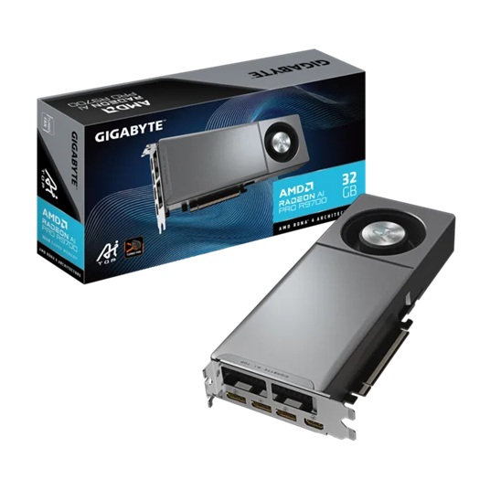 Gigabyte Adapter GV-R9700AI TOP-32GD, Radeon AI PRO R9700, 32GB GDDR6, 256 bit,750W, 2920 Boost, PCIe 5.0, 4096 SP, AI accelerators, DP 2.1, HDMI 2.1