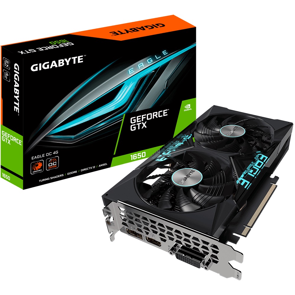 Gigabyte nVidia GeForce GTX 1650 D6 EAGLE OC 4G GDDR6 1815 MHz Windforce2X PCIE3.0x16 1xDP/1xHDMI/1xDVI-D