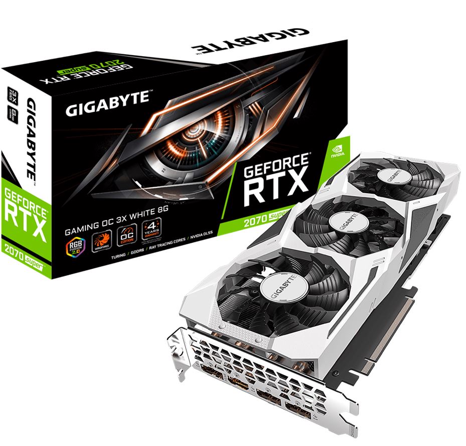 Gigabyte nVidia GeForce RTX 2070 Super Gaming OC 3X 8GB White GDDR6 PCIe Graphic Card 7680x4320@60Hz 4xDisplays, 3x DP, HDMI 1815 MHz RGB2.0 (LS)
