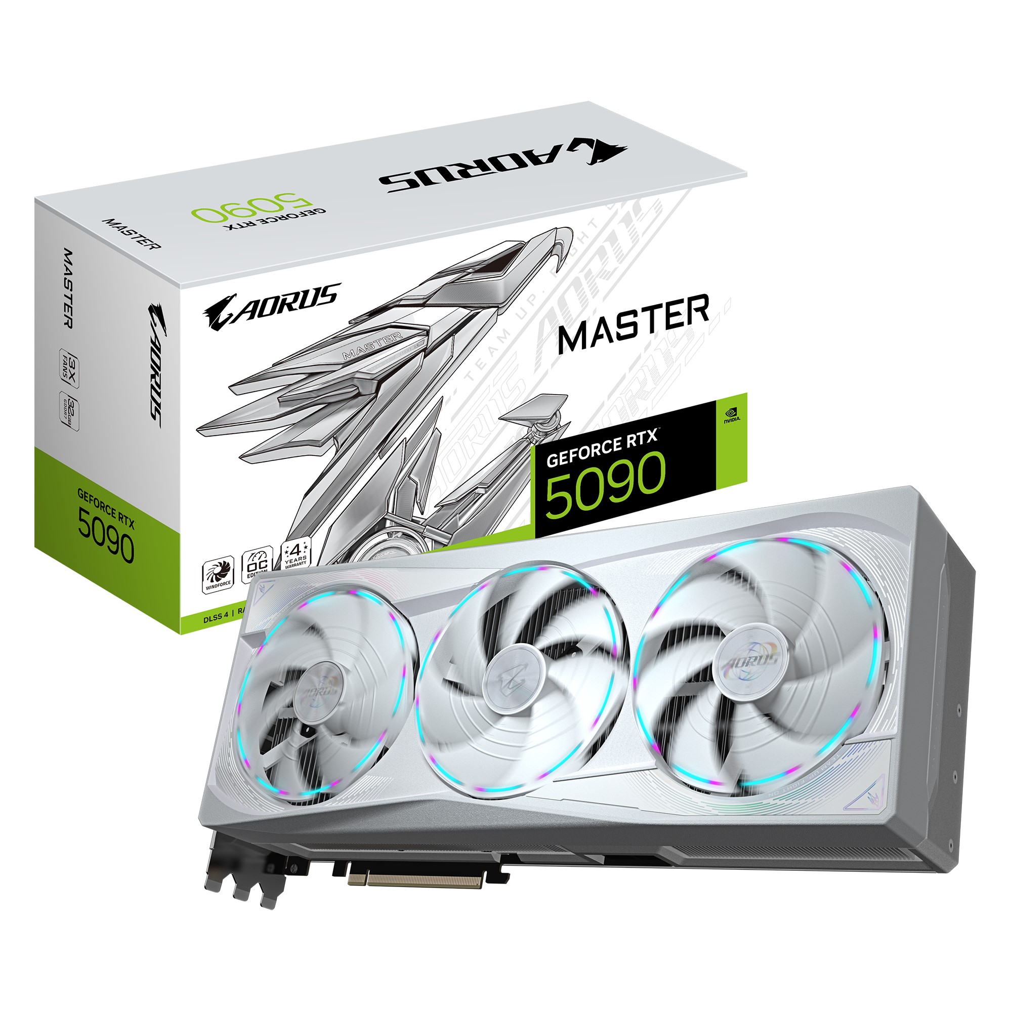 Gigabyte GV-N5090AORUSM ICE-32GD Computer system AORUS GeForce RTX™ 5090 MASTER ICE 32G, 2655 MHz, CUDA 21760, 28 Gbps, GDDR7, 512 bit, PCI-E 5.0, PSU 1000W, DisplayPort 2.1b *3 HDMI 2.1b *1