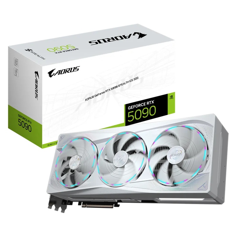 Gigabyte GV-N5090AORUSST ICE-32GD 1.0 Computer system AORUS GeForce RTX™ 5090 STEALTH ICE 32G, 2655 MHz, CUDA 21760, 28 Gbps, GDDR7, 512 bit, PCI-E 5.0, PSU 1000W, DP2.1b*3, HDMI*1