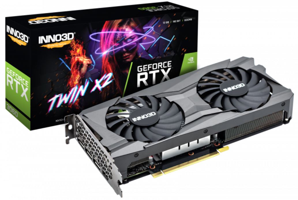 INNO3D N30602-12D6-119032AH Commercial display nVidia GeForce RTX 3060 TWIN X2 12G GDDR6, 1777MHz Boost Clock, RAM 15Gbps, 3xDP. 1xHDMI, 240x120mm x 2-slot (3060)