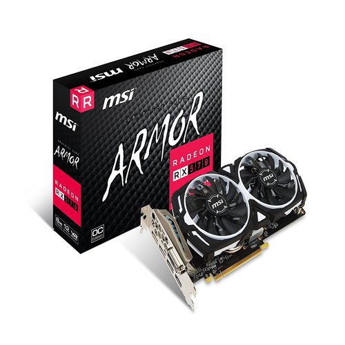 MSI AMD RX 570 ARMOR 8GB OC Video Card 8GB GDDR5 8K  3cxDP1.4 3xHDMI2.0 DL-DVI-D Crossfire TORX Fan 1268MHz